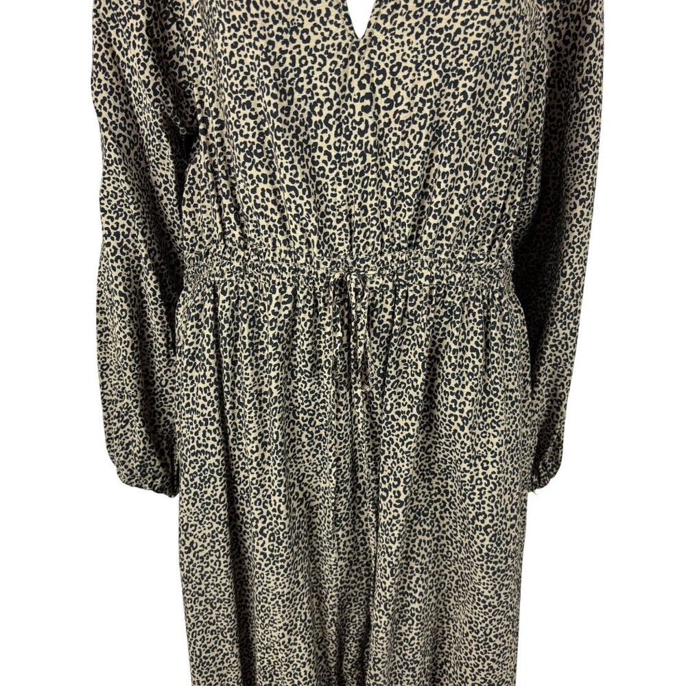 A New Day Leopard Dress Womens Large Balloon Long Sleeve Tiered Print Midi - Picture 4 of 12